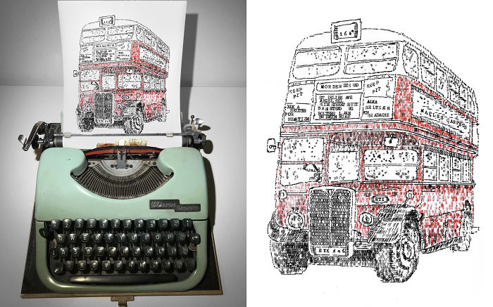 Este Jovem Artista Desenha Com Uma Maquina De Escrever E Aqui Estao 30 De Suas Imagens Incrivelmente Detalhadas 11