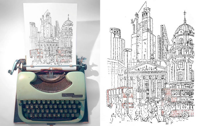 Este Jovem Artista Desenha Com Uma Maquina De Escrever E Aqui Estao 30 De Suas Imagens Incrivelmente Detalhadas 21