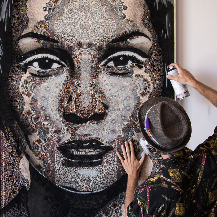 Eu Uso Os Tapetes Persas Tradicionais Como Tela Para Pintar Retratos Femininos Com Spray 61 Fotos 15