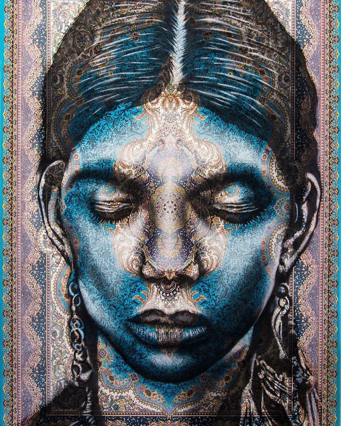 Eu Uso Os Tapetes Persas Tradicionais Como Tela Para Pintar Retratos Femininos Com Spray 61 Fotos 41