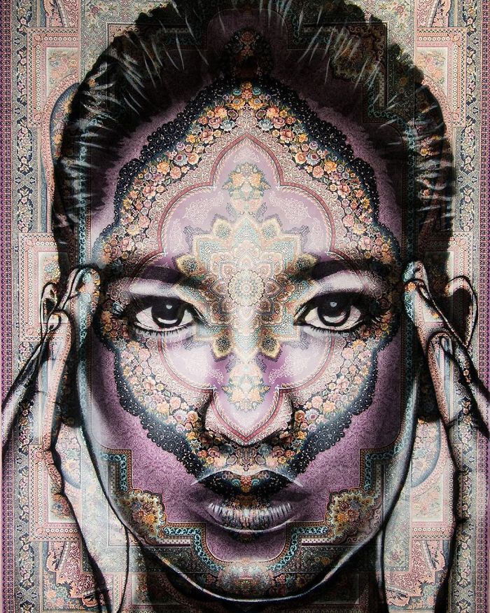 Eu Uso Os Tapetes Persas Tradicionais Como Tela Para Pintar Retratos Femininos Com Spray 61 Fotos 58