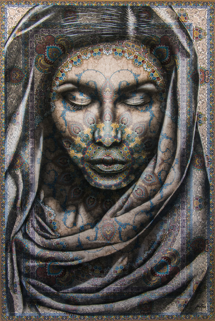 Eu Uso Os Tapetes Persas Tradicionais Como Tela Para Pintar Retratos Femininos Com Spray 61 Fotos